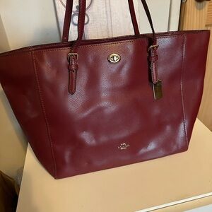 Coach Deep Red Leather Tote